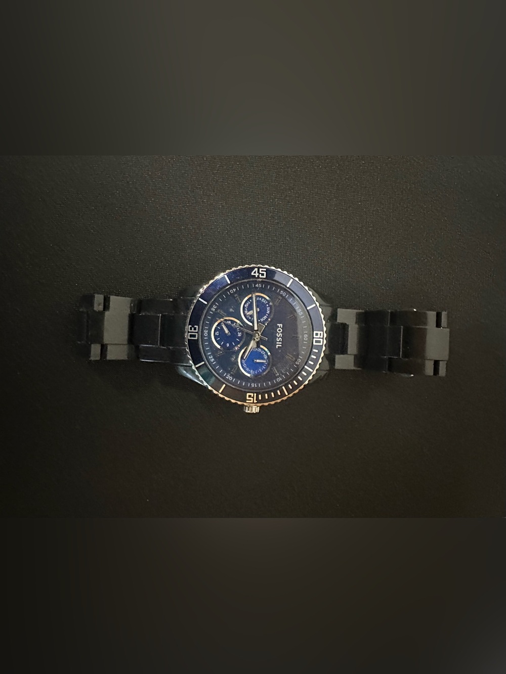 FOSSIL NAVY BLUE BLACK QUARTZ ANALOG WOMEN’S UNISEX WATCH